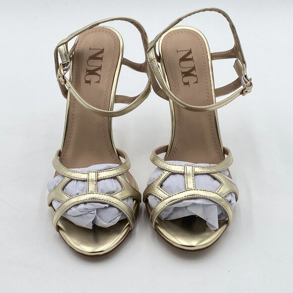 Gold Peep Toe Spiral High Heels Ankle Strap Sandals Cutout Summer Dress Shoe - Picture 3 of 6